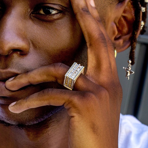 18K Gold Filled Mens High Quality Cubic Zirconia Ring Size 9,10 - Picture 3 of 10